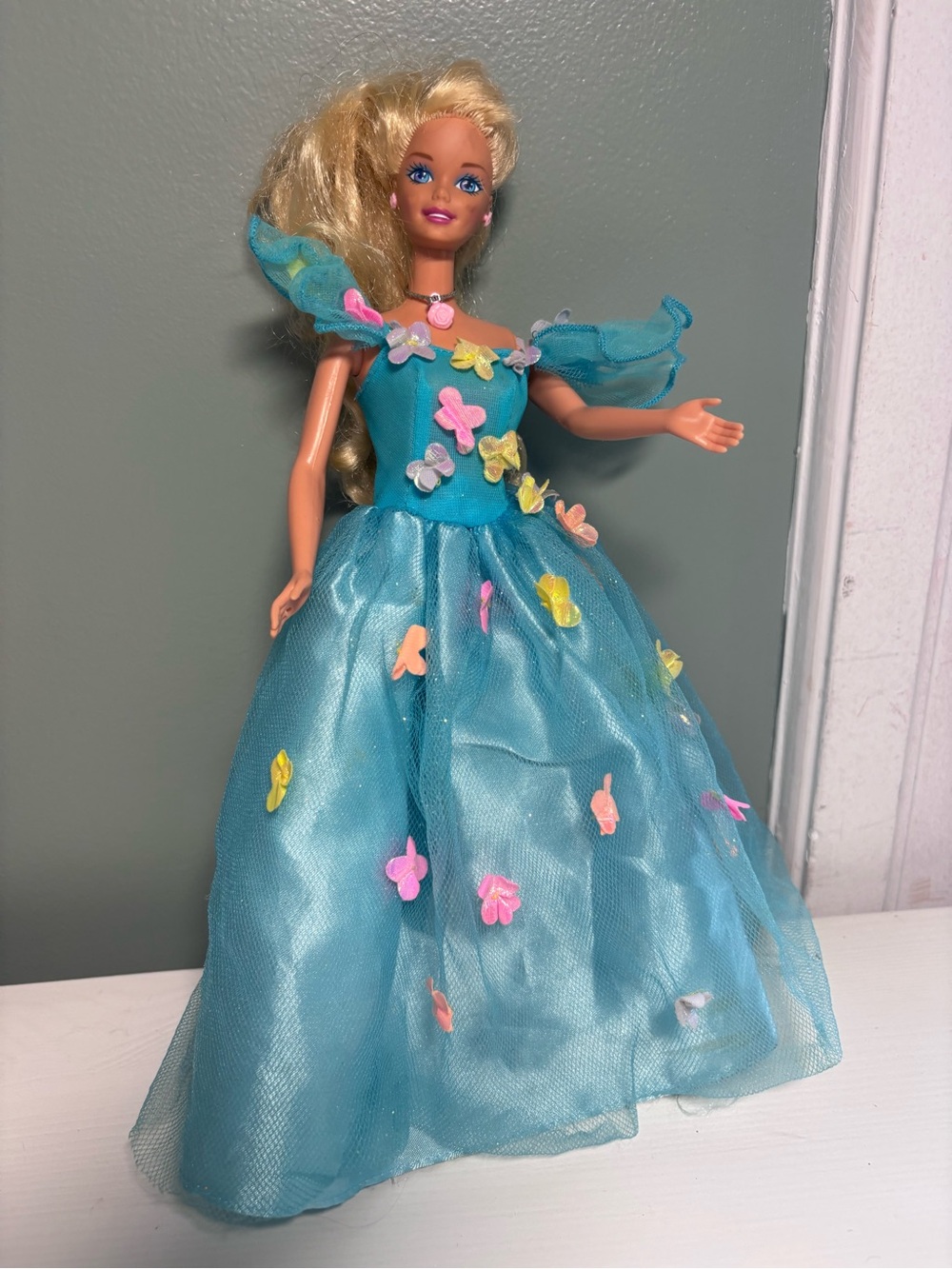 1995 Songbird Barbie #14320 Vintage Mattel Doll Blue Dress 90s Blonde